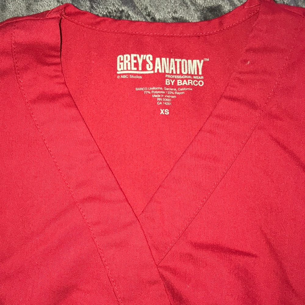 Red scrub top